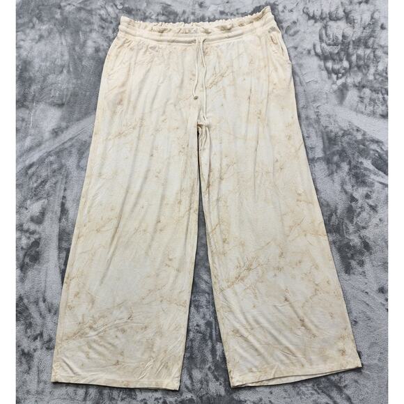 Jenni Style Not Size Pants Women 3X Tan Tie Dye Ruffle Waist Drawstring Wide Leg - Picture 1 of 13